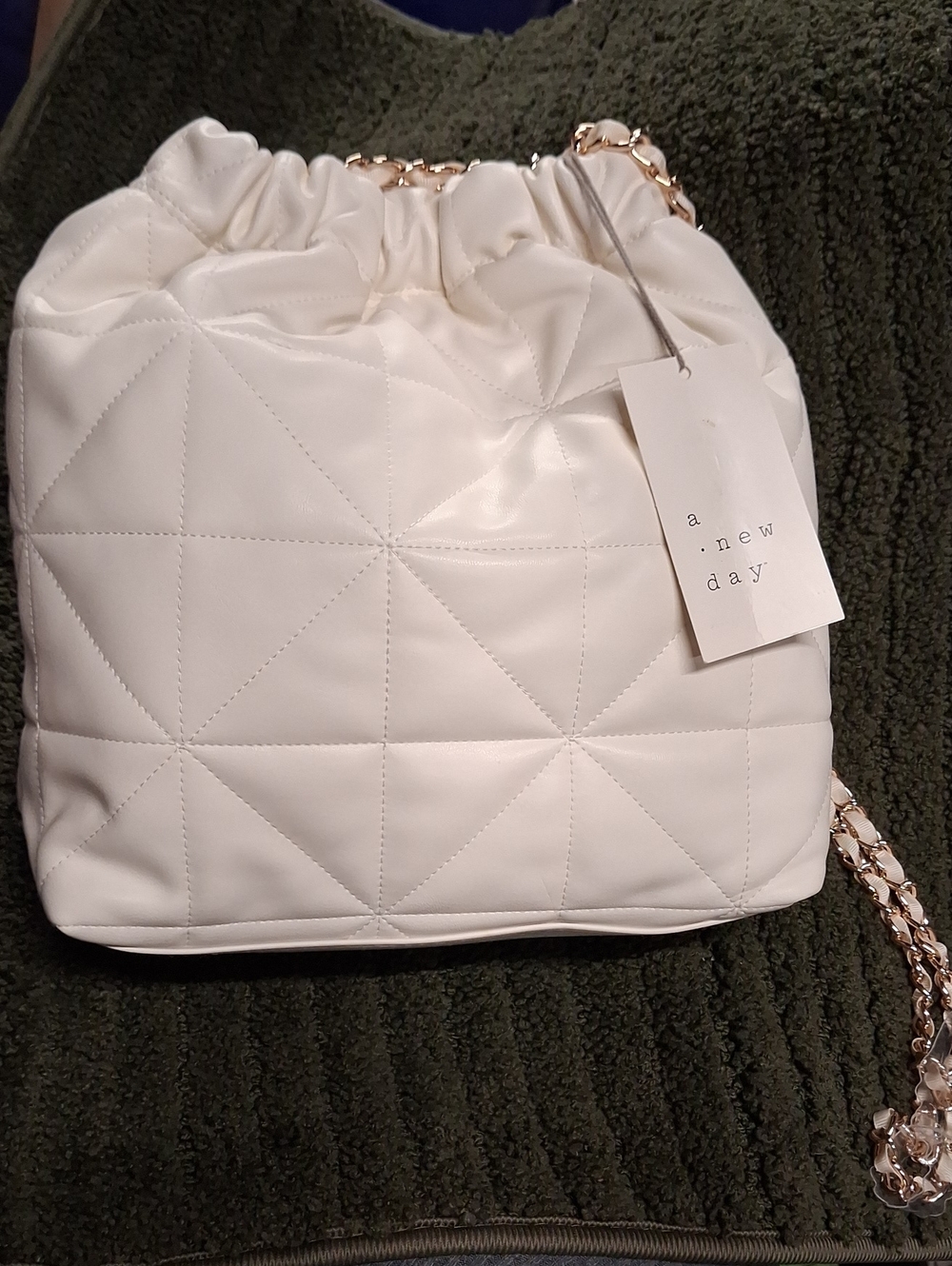 a new day Quilted Drawstring Shoulder Bag - Cream